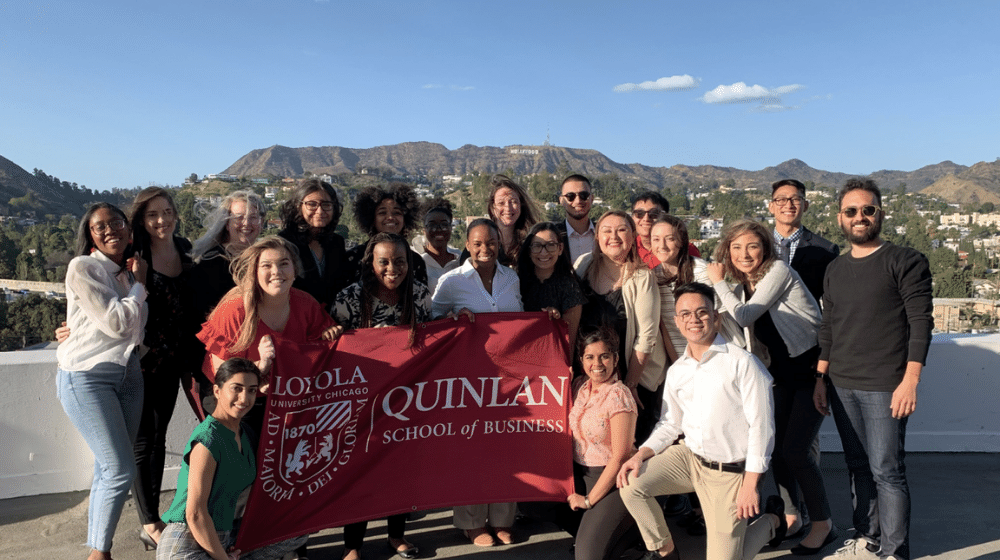 Group photo of our Quinlan Ramble to LA group at Capitol Records